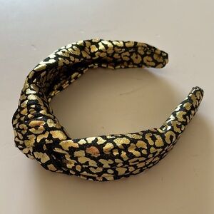 Metallic Gold and Black Leopard Print Headband